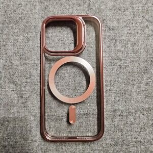 Rose Gold Clear Case for Phone 15 Pro‎ Max Metallic Trim Slim Cover